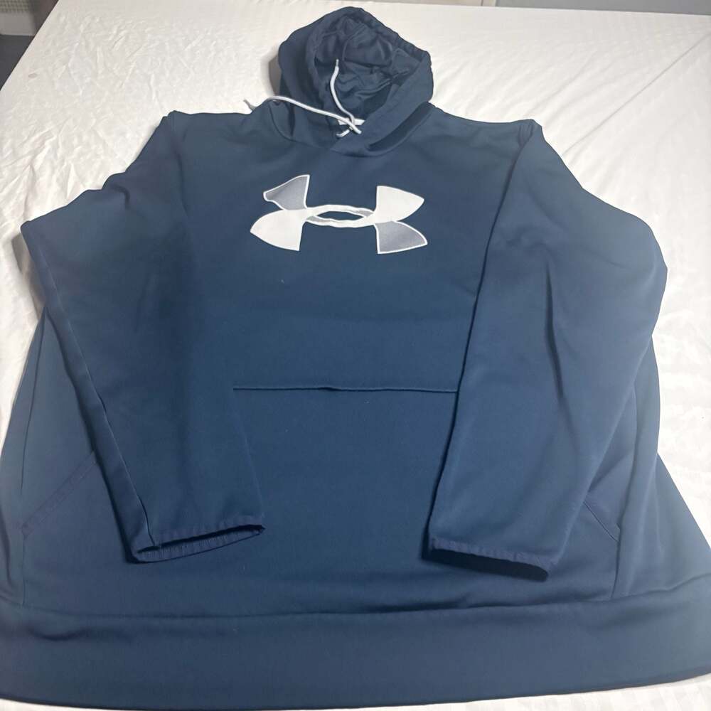 Under Armour ColdGear Loose Fit Big Logo Hoodie Navy Blue Size 3XL
